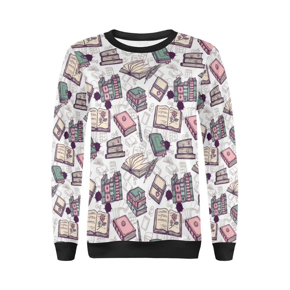 Library Librarian Book Lover Pattern Print Women Crewneck Sweatshirt-grizzshop