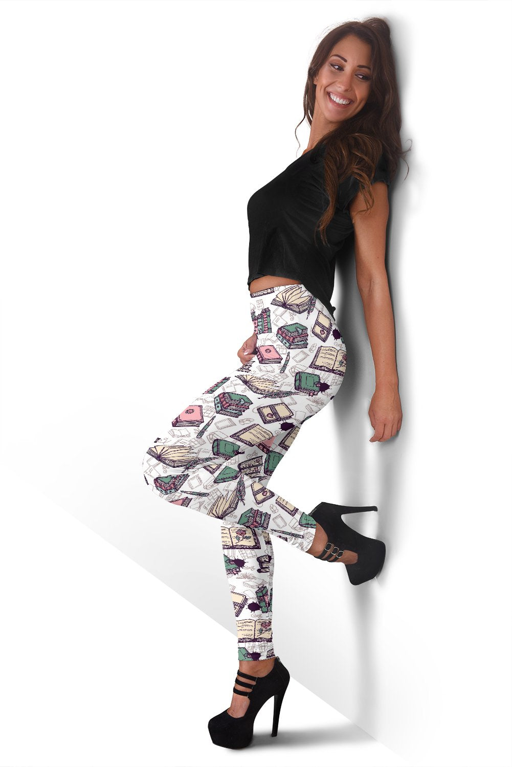 Library Librarian Book Lover Pattern Print Women Leggings-grizzshop