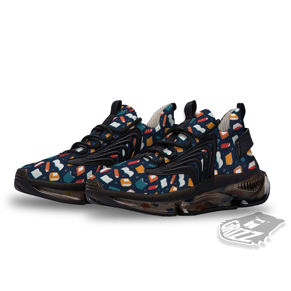 Library Reading Print Pattern Black Gym Shoes-grizzshop