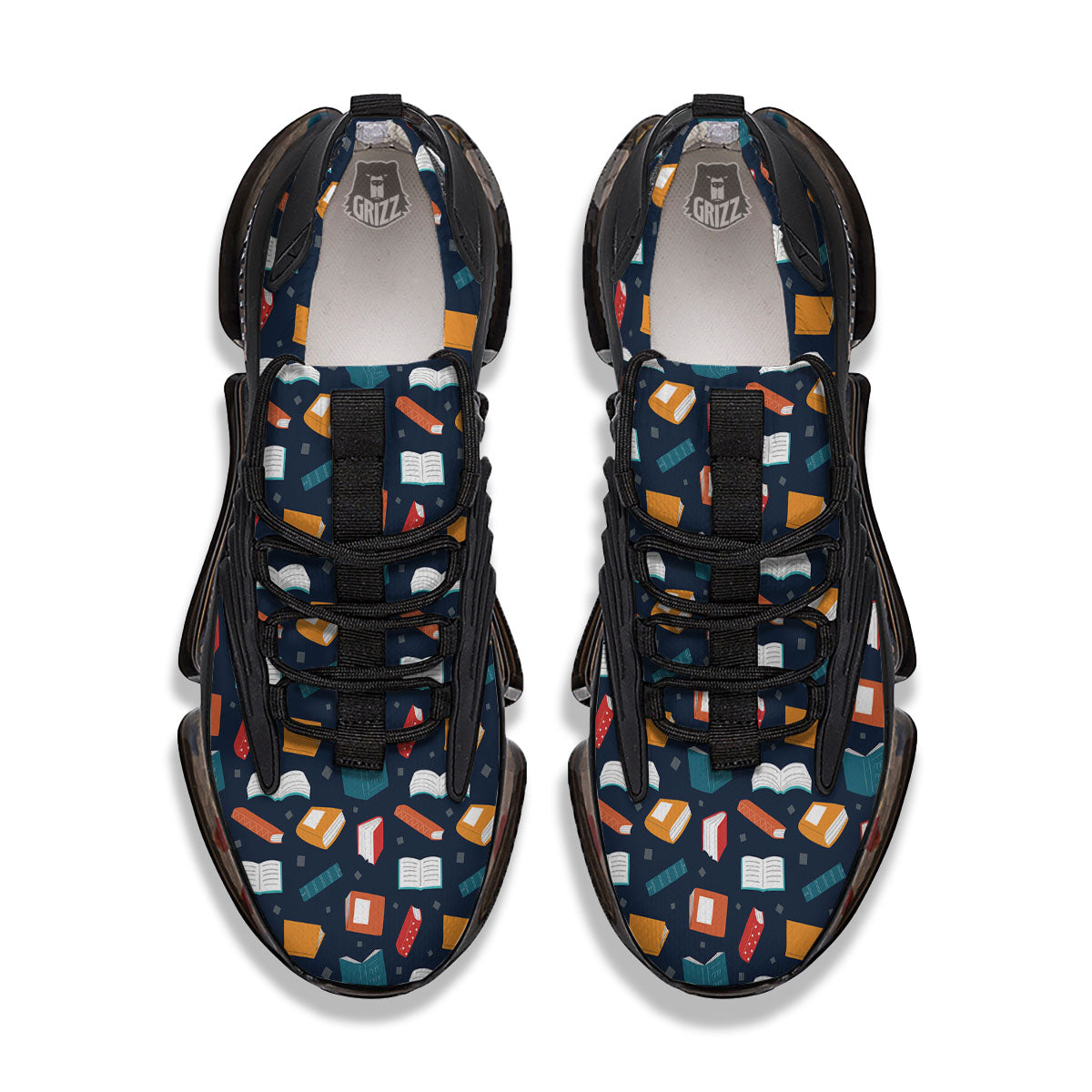 Library Reading Print Pattern Black Gym Shoes-grizzshop
