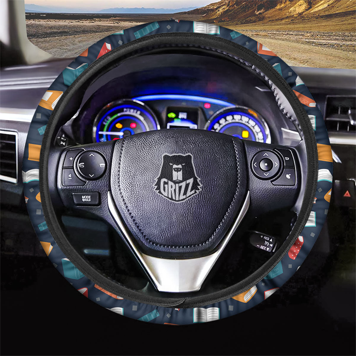 Library Reading Print Pattern Car Steering Wheel Cover-grizzshop