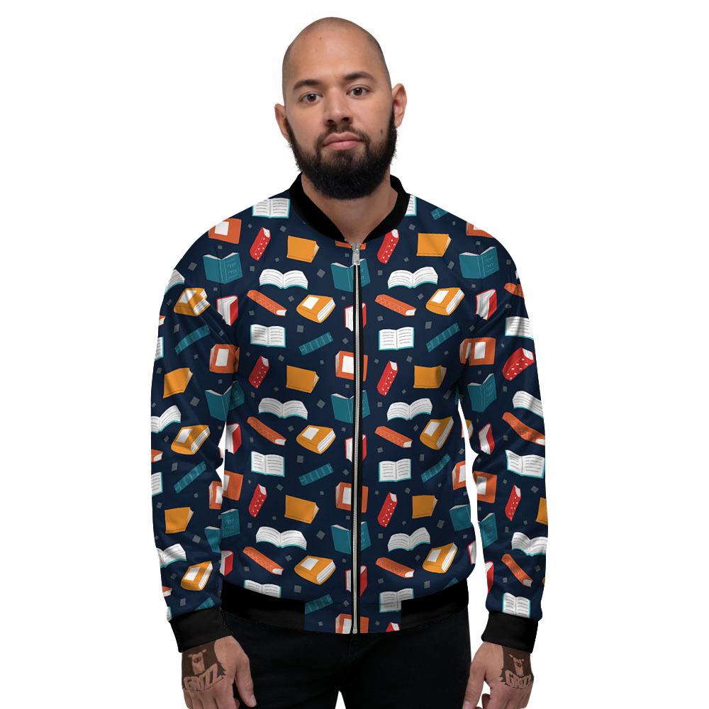 Library Reading Print Pattern Men's Bomber Jacket-grizzshop