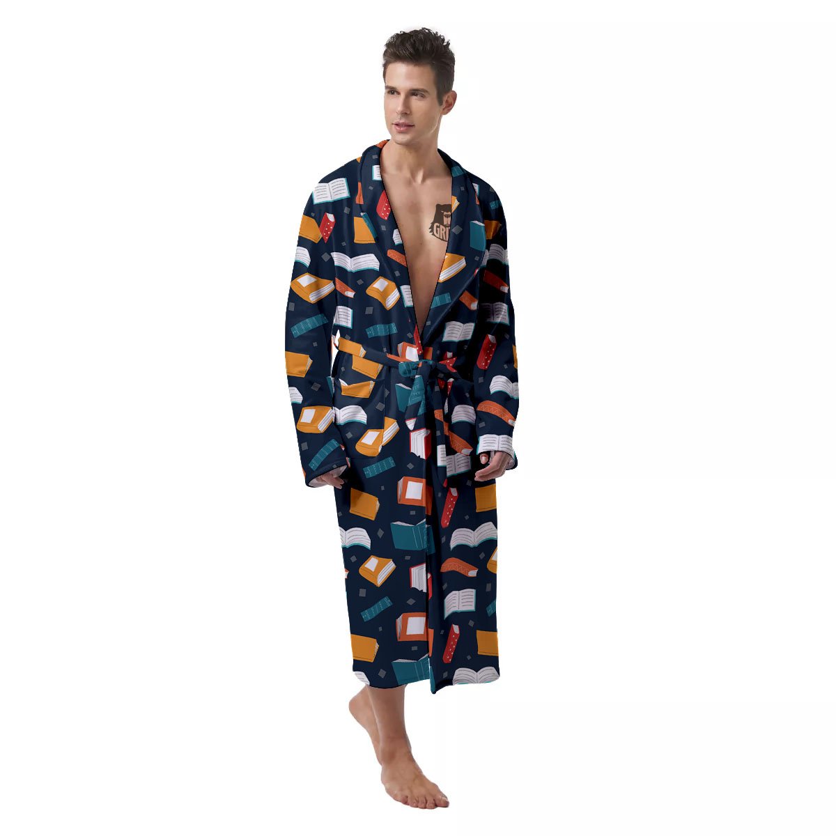 Library Reading Print Pattern Men's Robe-grizzshop