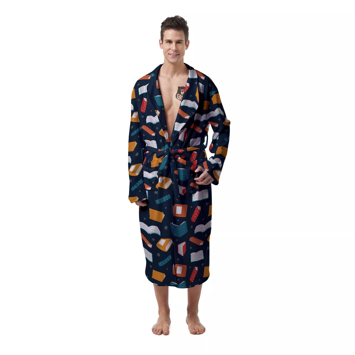Library Reading Print Pattern Men's Robe-grizzshop