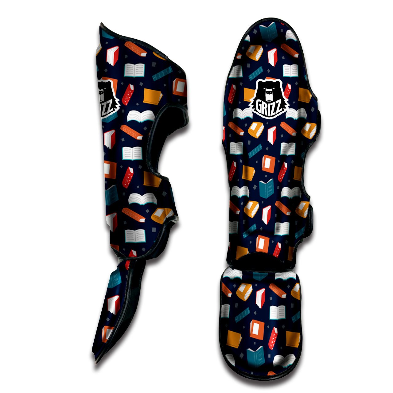 Library Reading Print Pattern Muay Thai Shin Guards-grizzshop