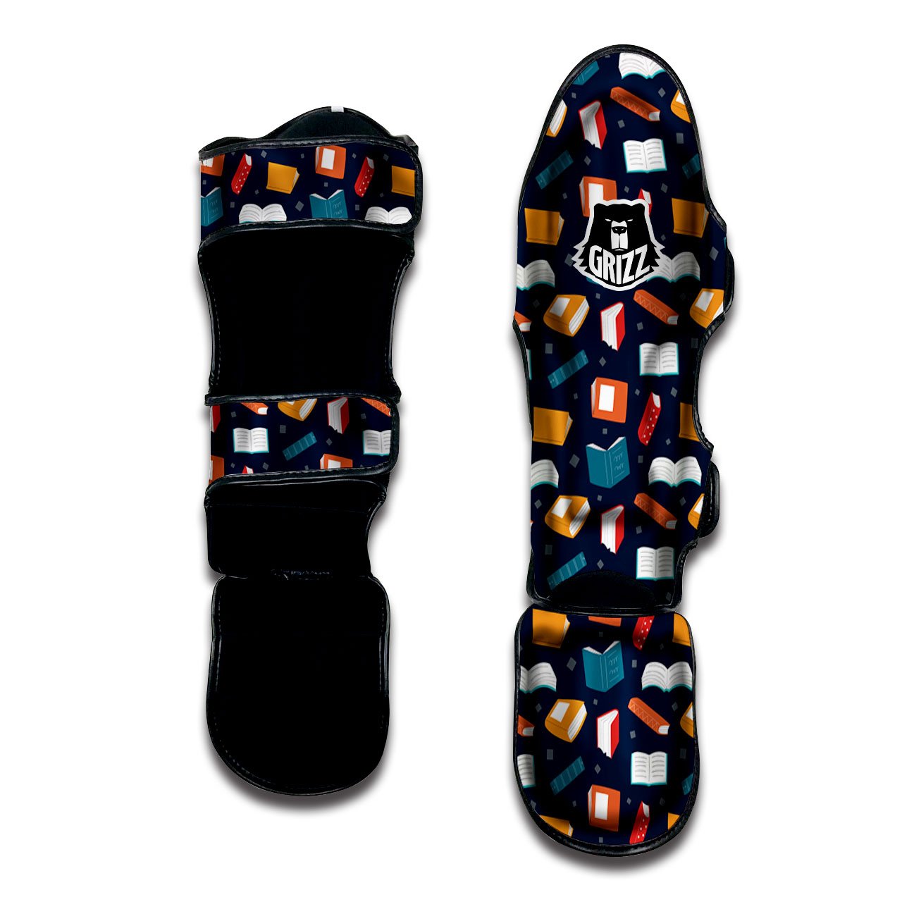 Library Reading Print Pattern Muay Thai Shin Guards-grizzshop