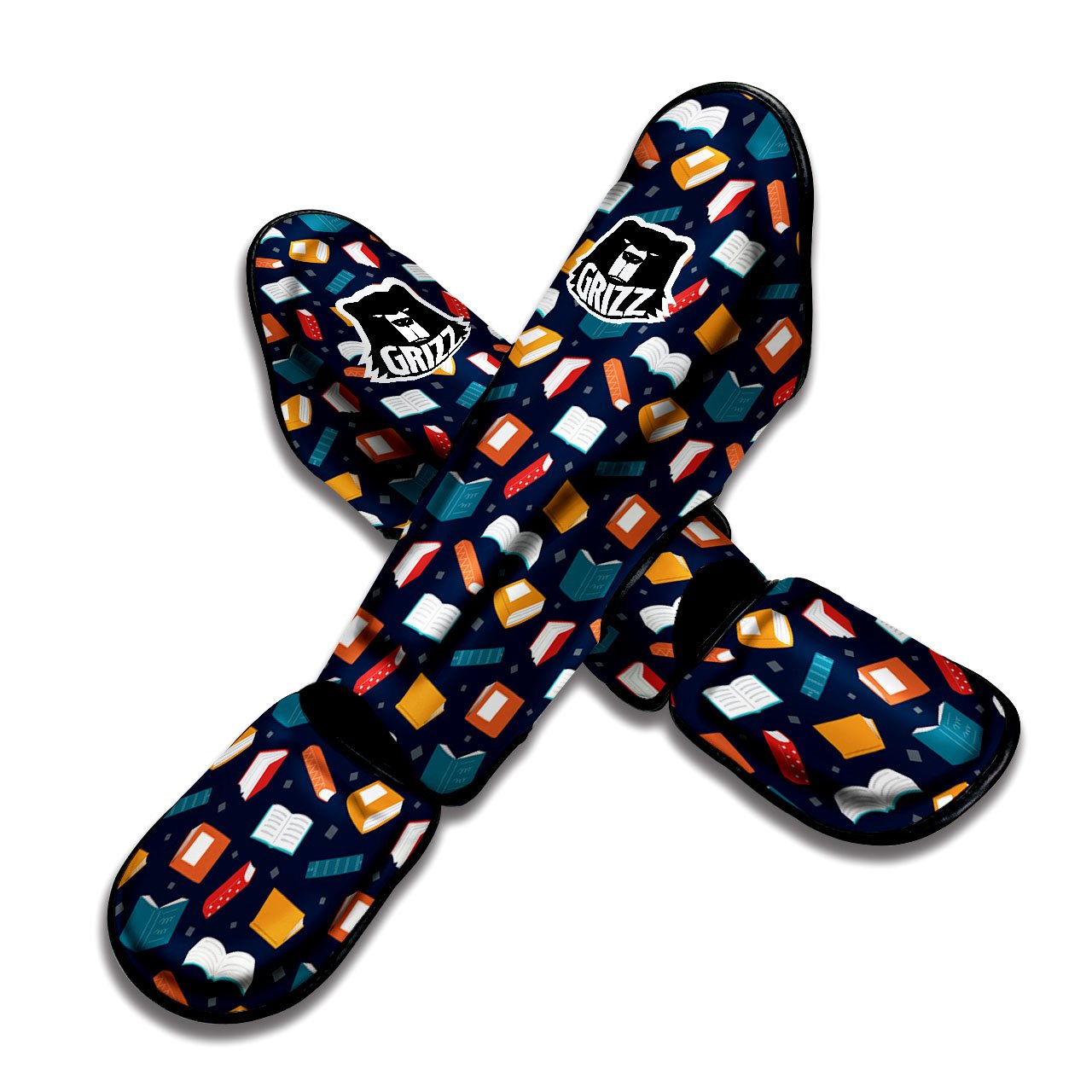 Library Reading Print Pattern Muay Thai Shin Guards-grizzshop