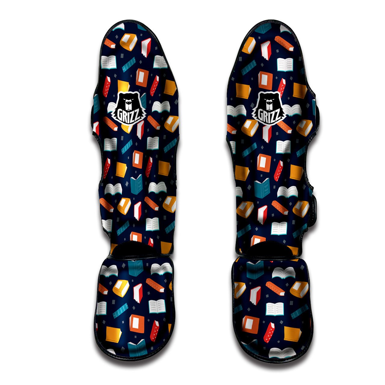 Library Reading Print Pattern Muay Thai Shin Guards-grizzshop
