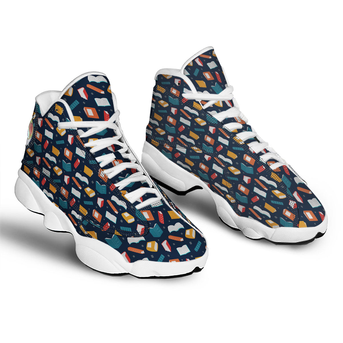 Library Reading Print Pattern White Basketball Shoes-grizzshop