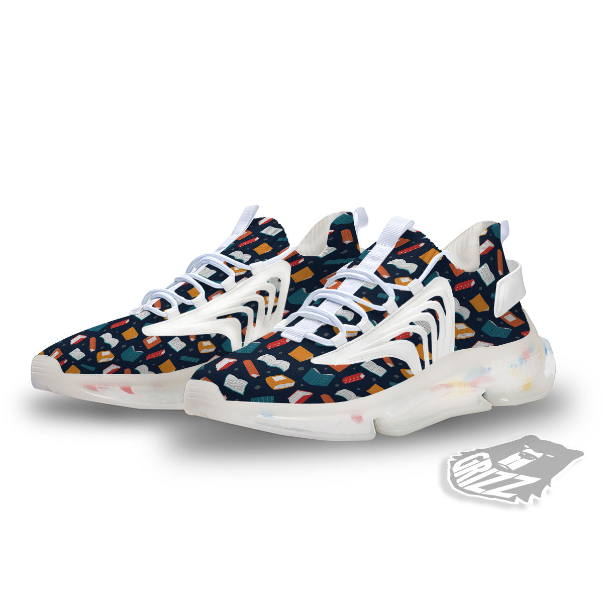 Library Reading Print Pattern White Gym Shoes-grizzshop