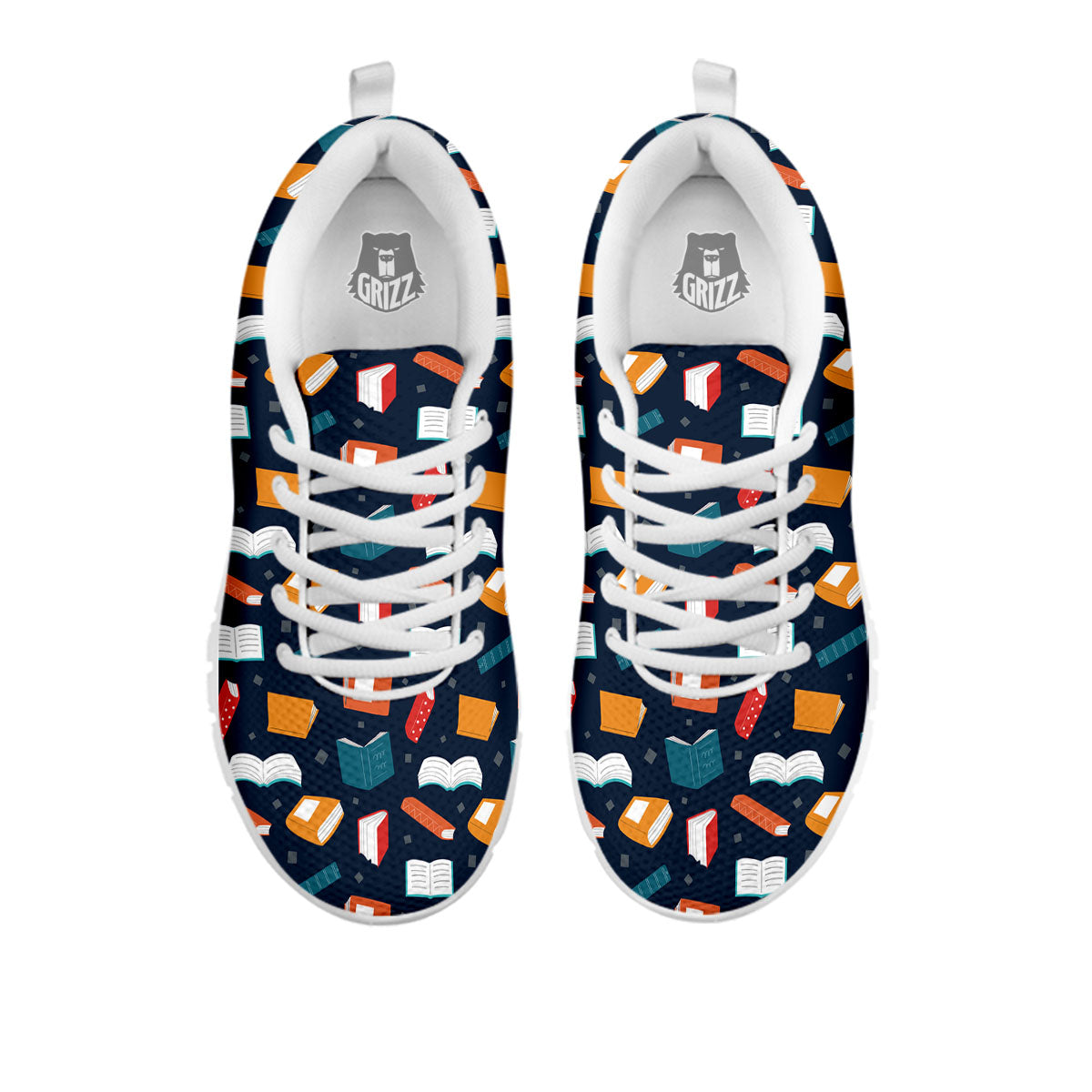 Library Reading Print Pattern White Sneaker-grizzshop