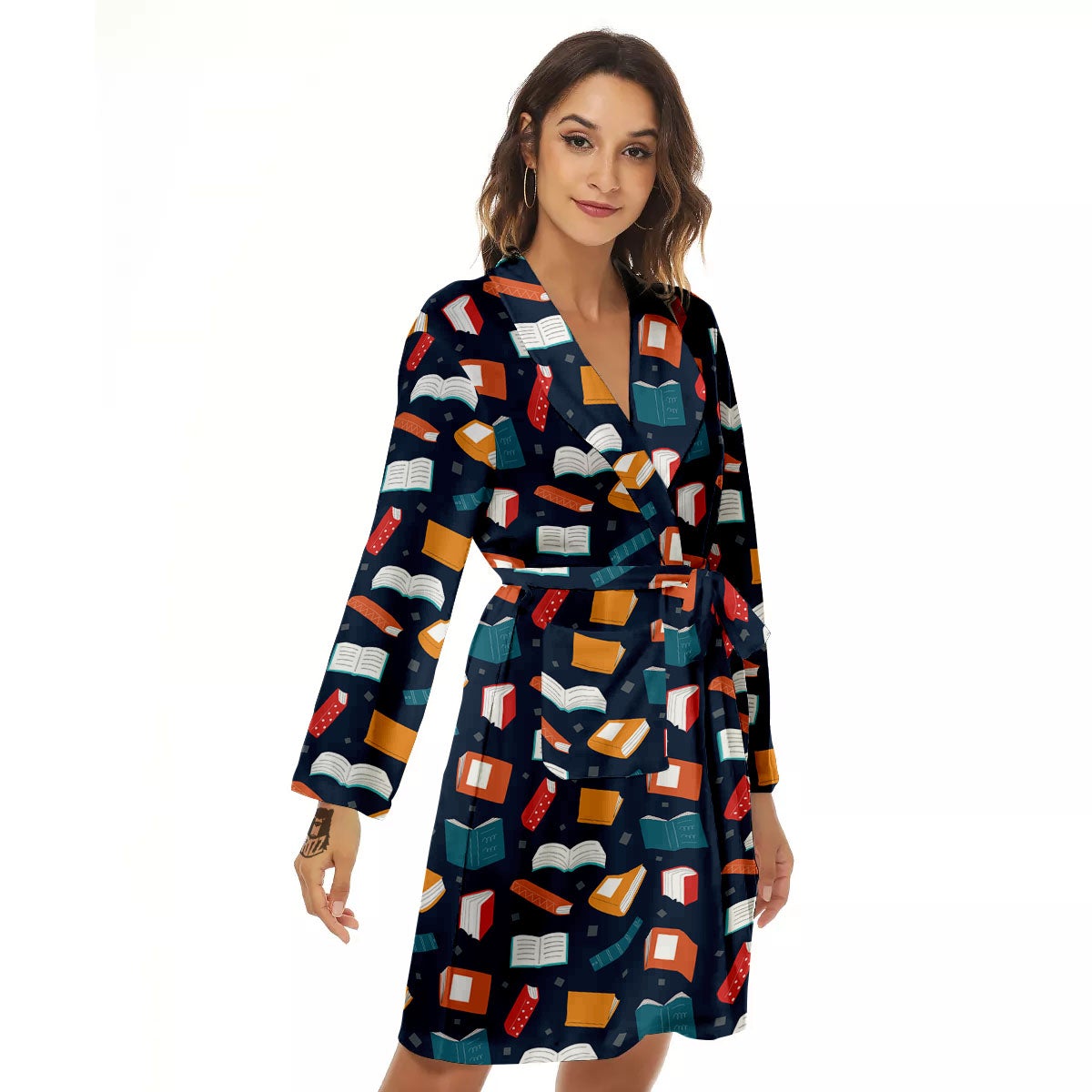 Library Reading Print Pattern Women's Robe-grizzshop