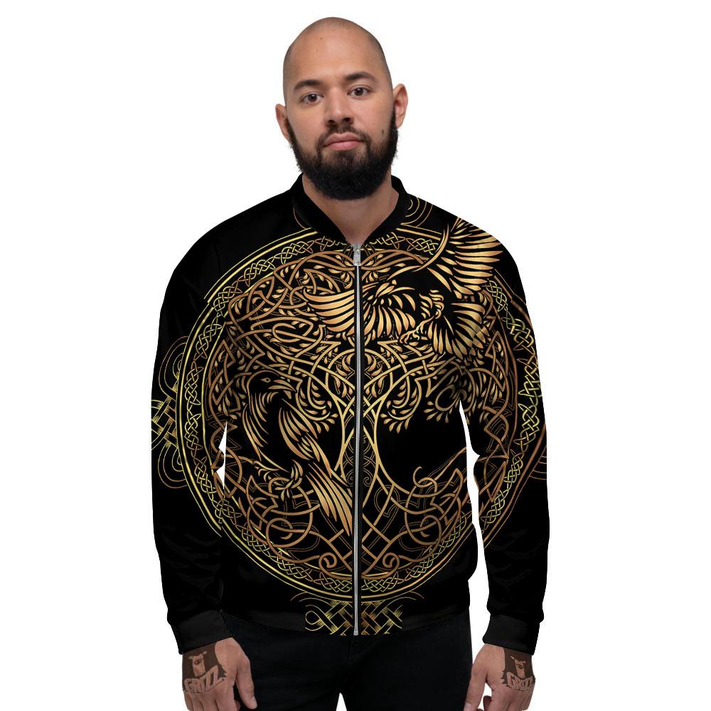 Life Of Tree Yggdrasil Print Men's Bomber Jacket-grizzshop