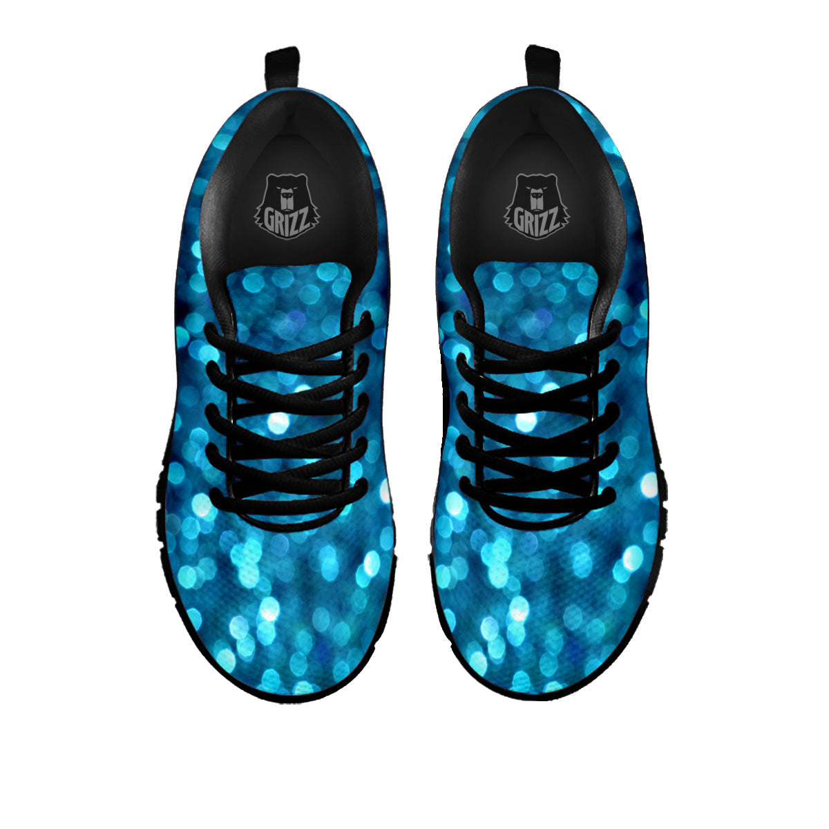 Light Blue Sparkle Print Black Sneaker-grizzshop