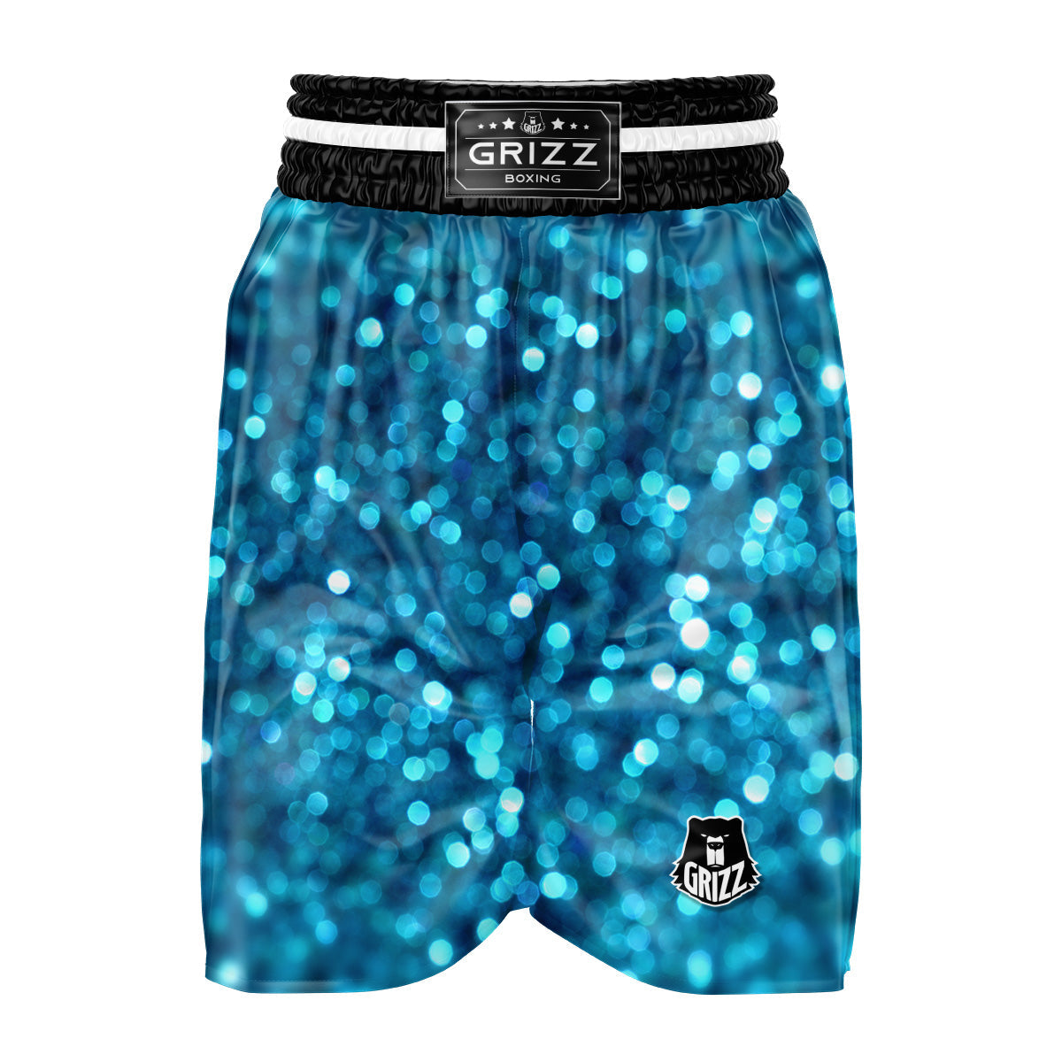 Light Blue Sparkle Print Boxing Shorts-grizzshop