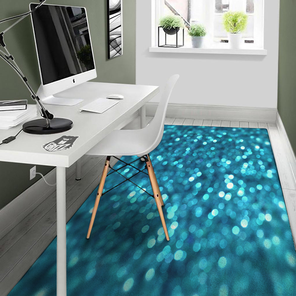 Light Blue Sparkle Print Floor Mat-grizzshop