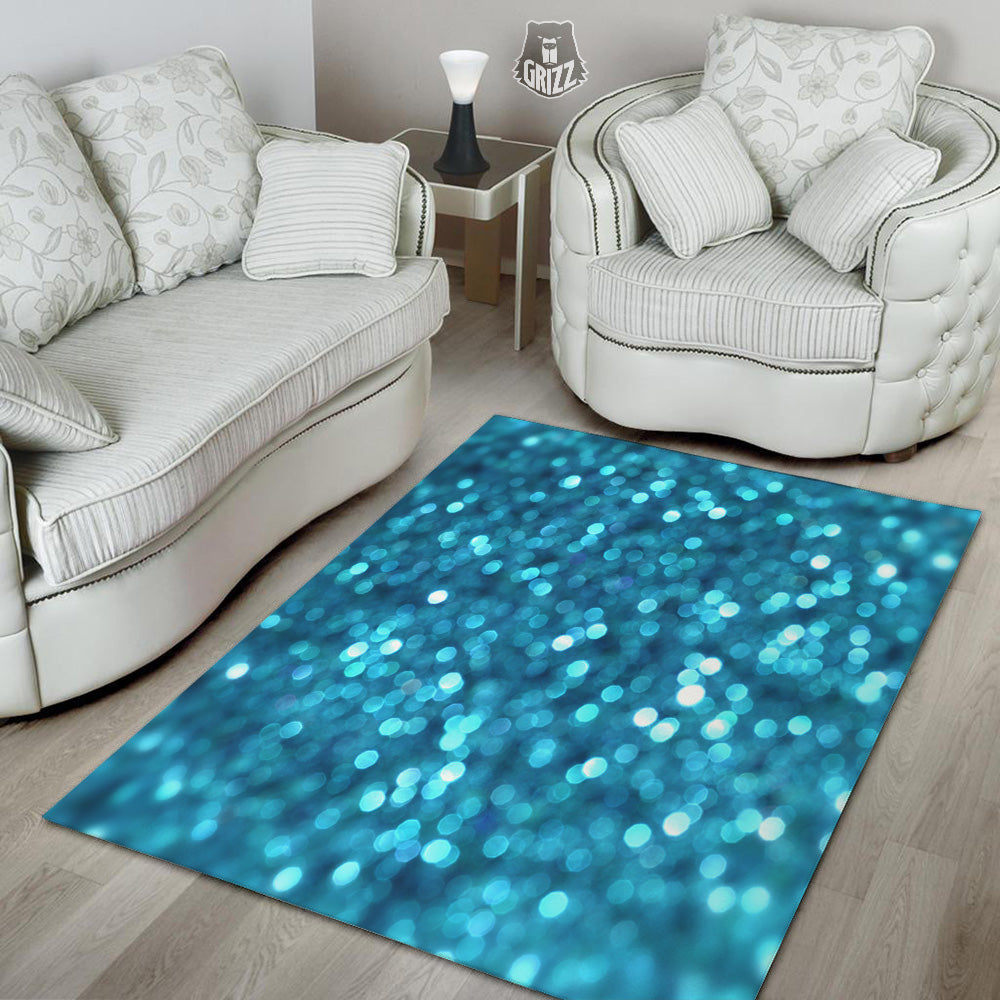 Light Blue Sparkle Print Floor Mat-grizzshop