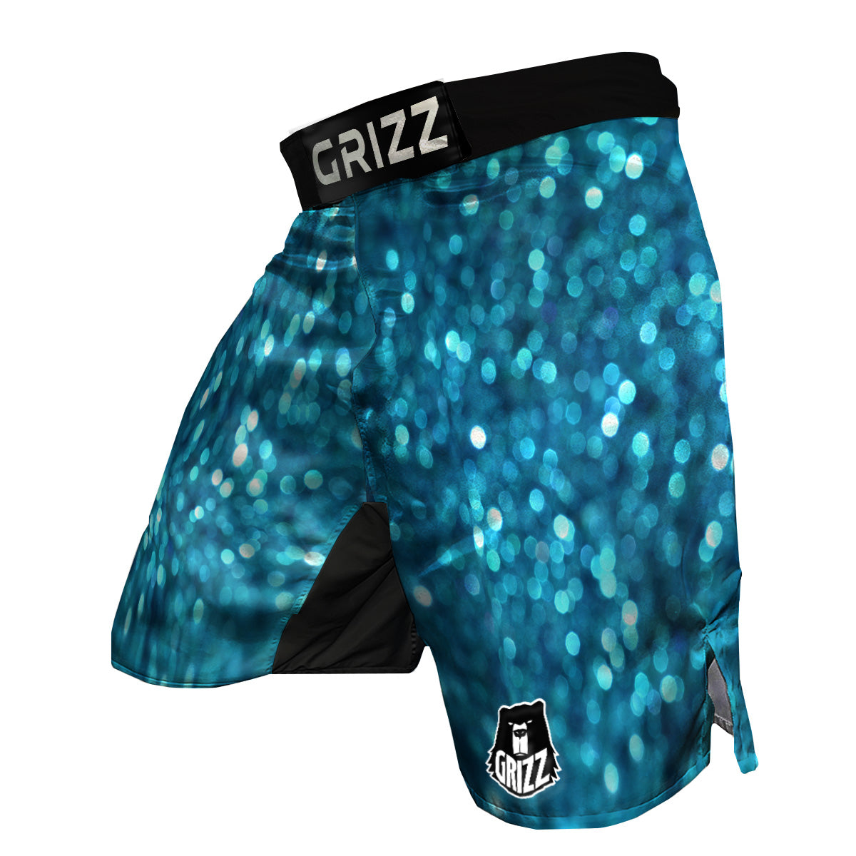 Light Blue Sparkle Print MMA Shorts-grizzshop