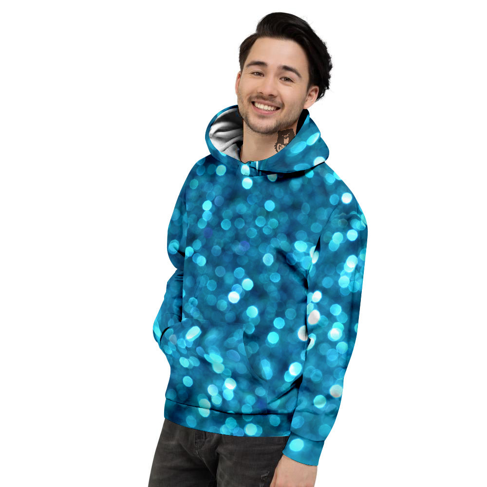 Light Blue Sparkle Print Men's Hoodie-grizzshop