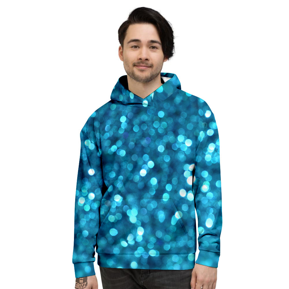 Light Blue Sparkle Print Men's Hoodie-grizzshop