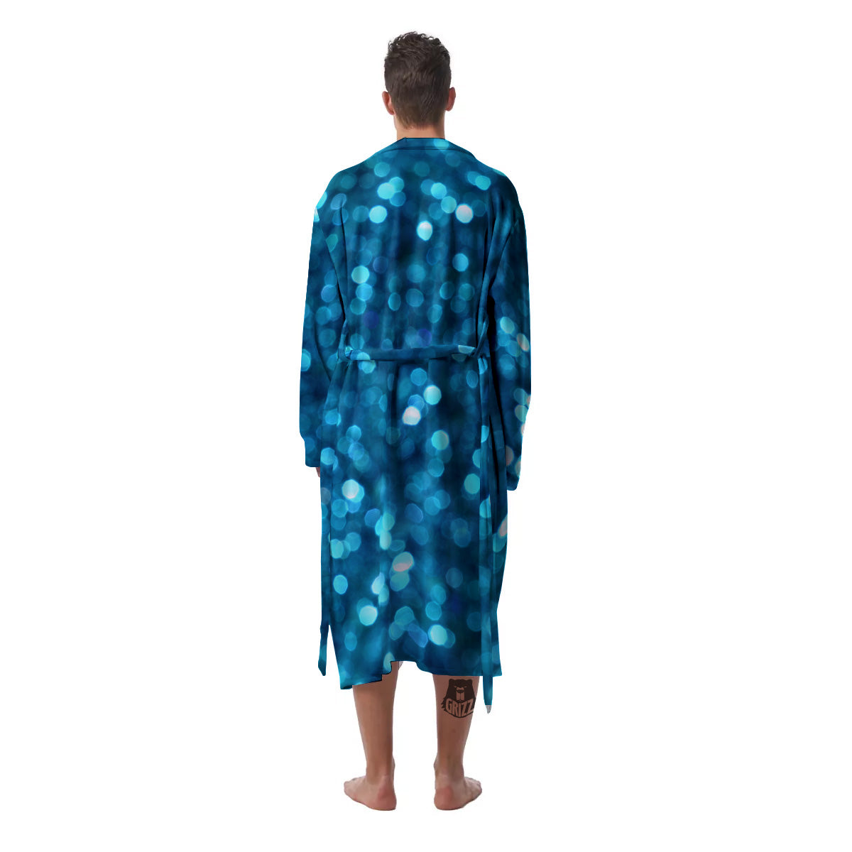 Light Blue Sparkle Print Men's Robe-grizzshop