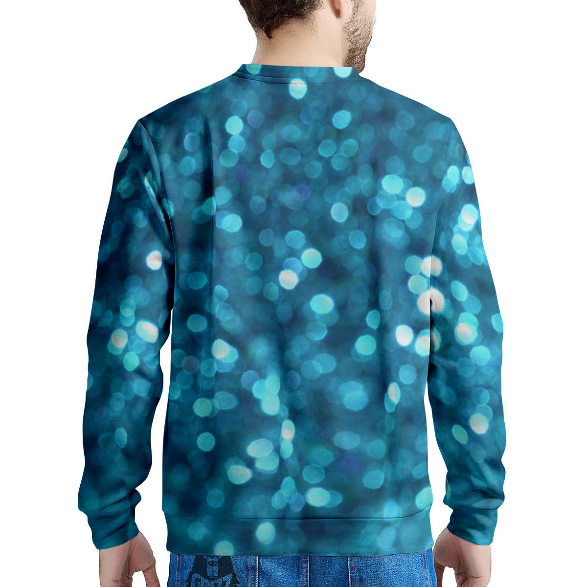 Light Blue Sparkle Print Men's Sweatshirt-grizzshop