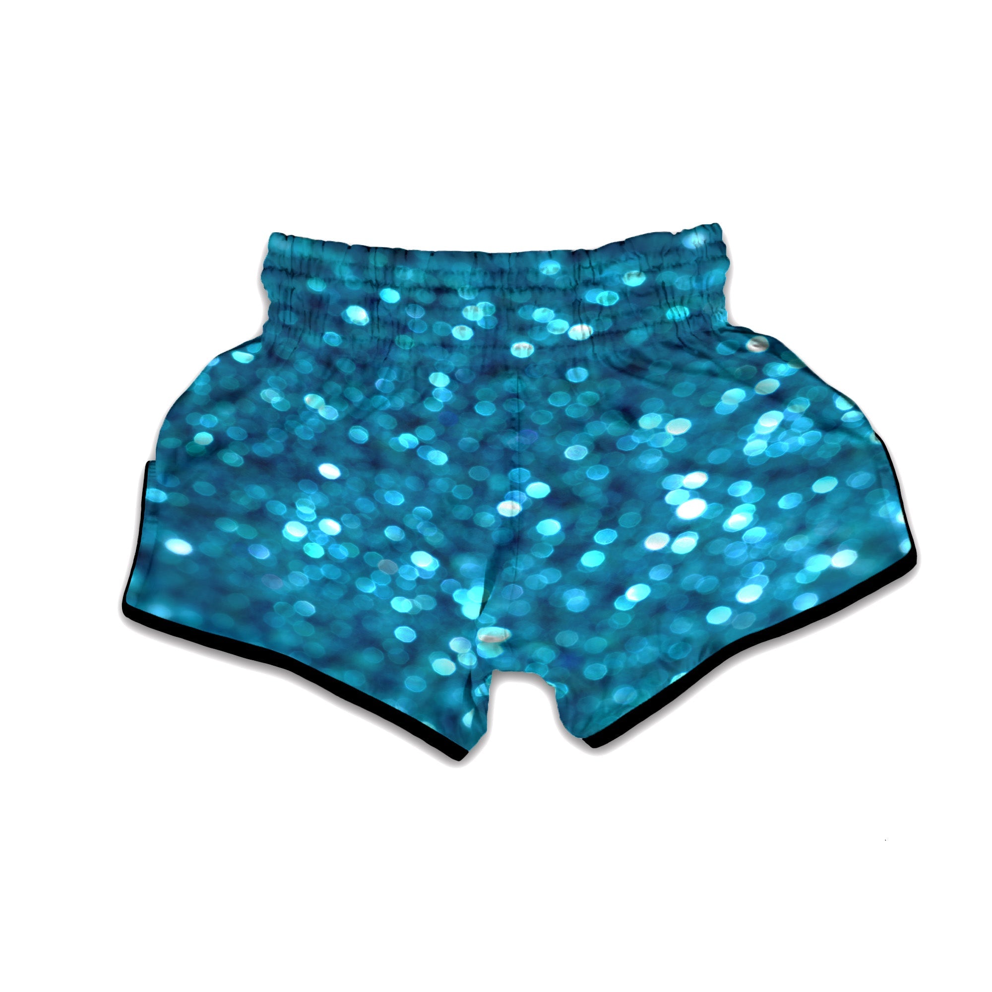Light Blue Sparkle Print Muay Thai Boxing Shorts-grizzshop