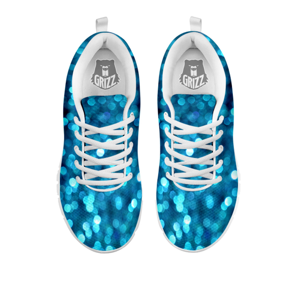 Light Blue Sparkle Print White Sneaker-grizzshop