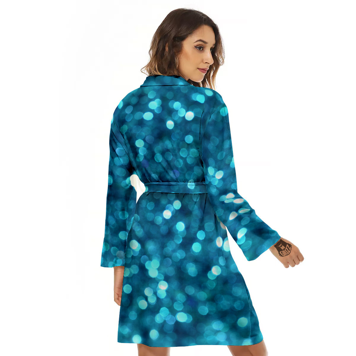 Light Blue Sparkle Print Women's Robe-grizzshop