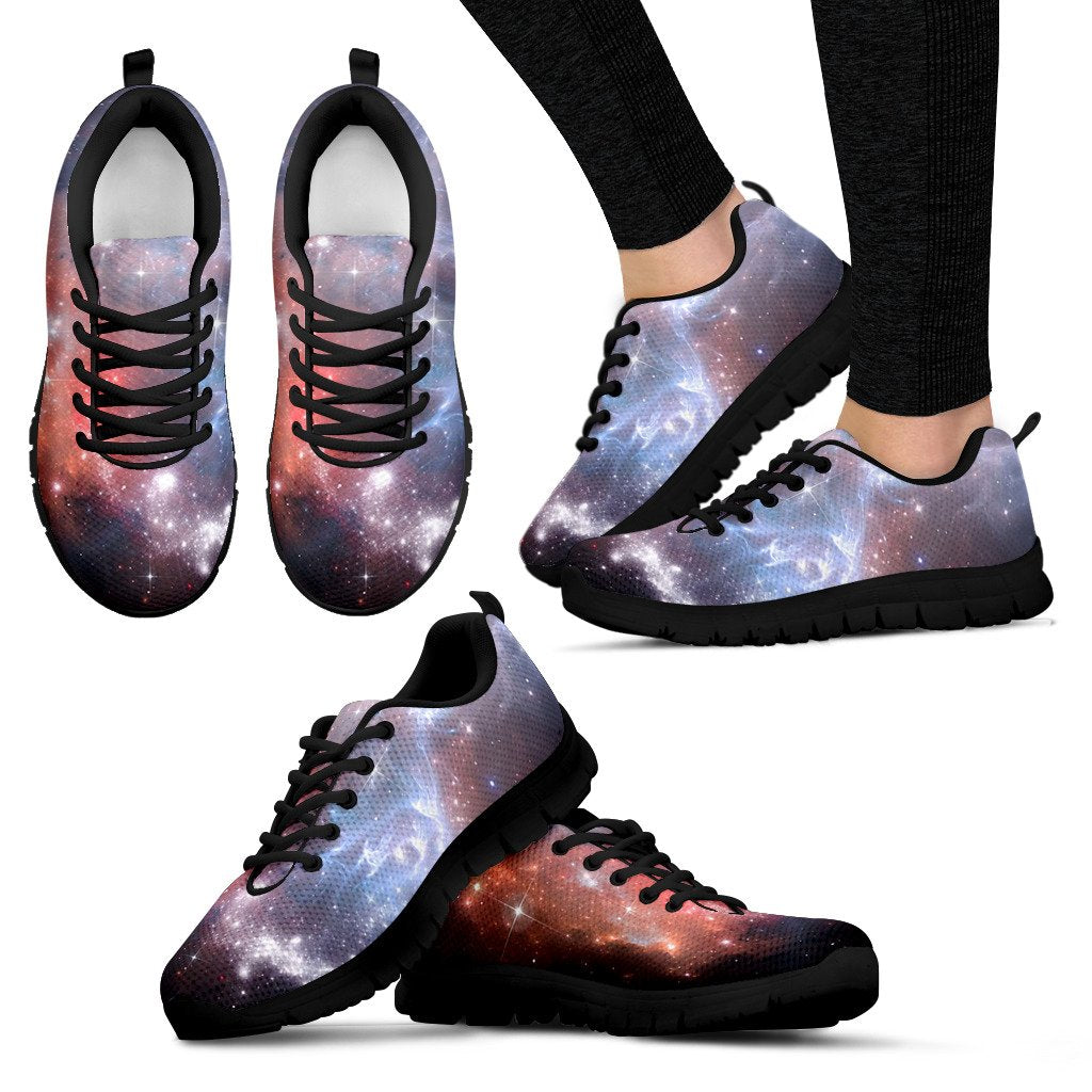 Light Geomagnetic Storm Galaxy Space Print Black Sneaker Shoes For Men Women-grizzshop