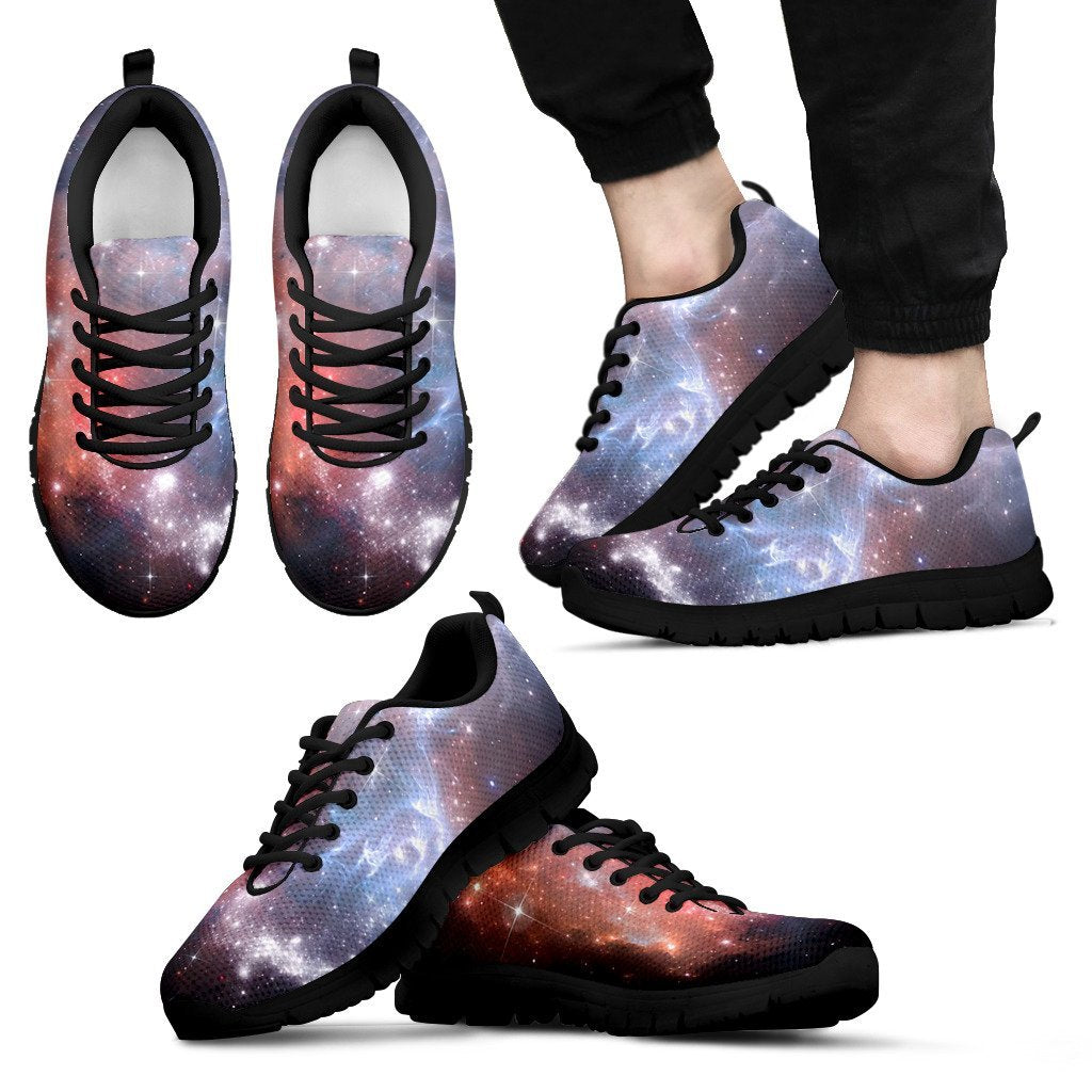 Light Geomagnetic Storm Galaxy Space Print Black Sneaker Shoes For Men Women-grizzshop