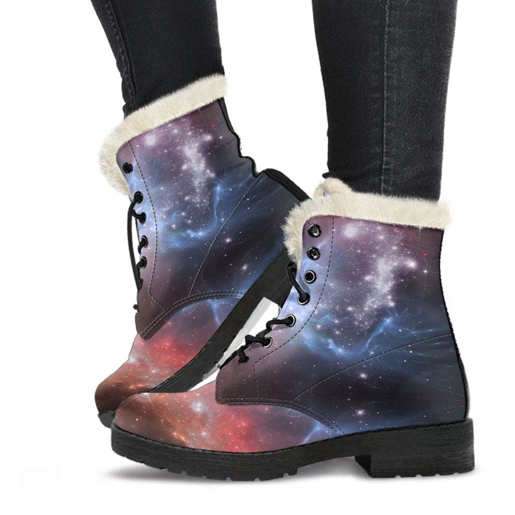 Light Geomagnetic Storm Galaxy Space Print Comfy Winter Boots-grizzshop