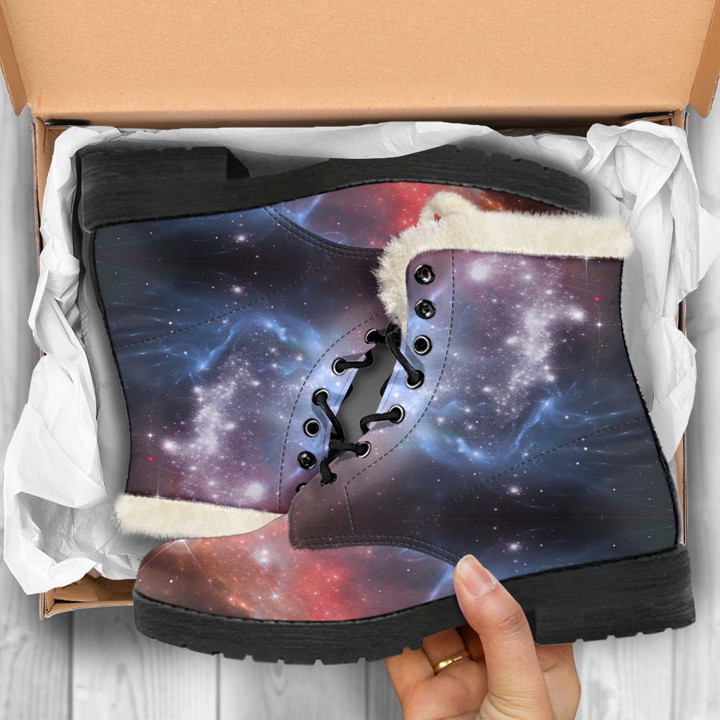 Light Geomagnetic Storm Galaxy Space Print Comfy Winter Boots-grizzshop
