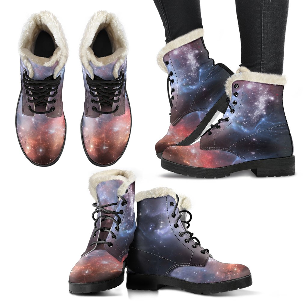 Light Geomagnetic Storm Galaxy Space Print Comfy Winter Boots-grizzshop