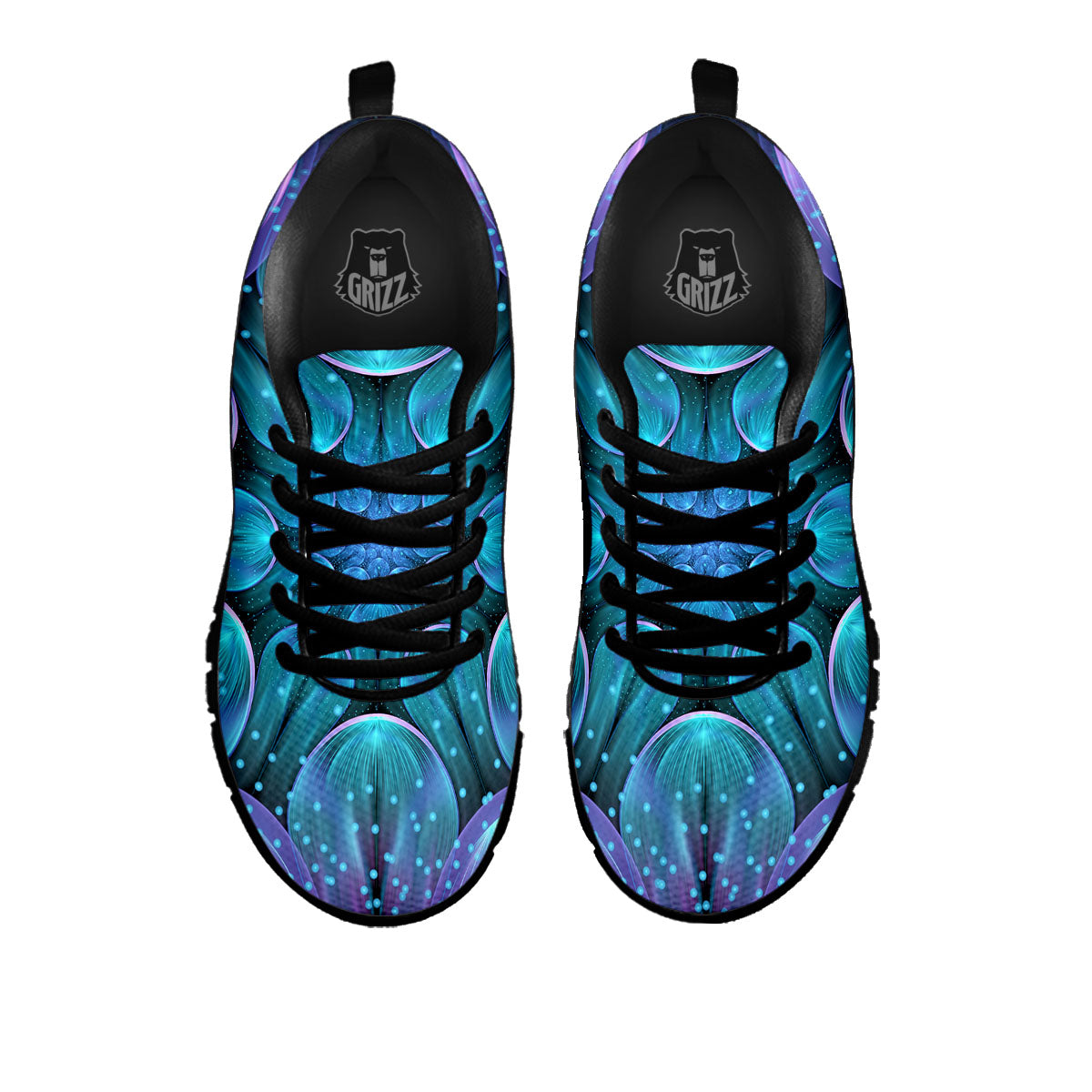 Light Mandala Blue And Purple Print Black Sneaker-grizzshop