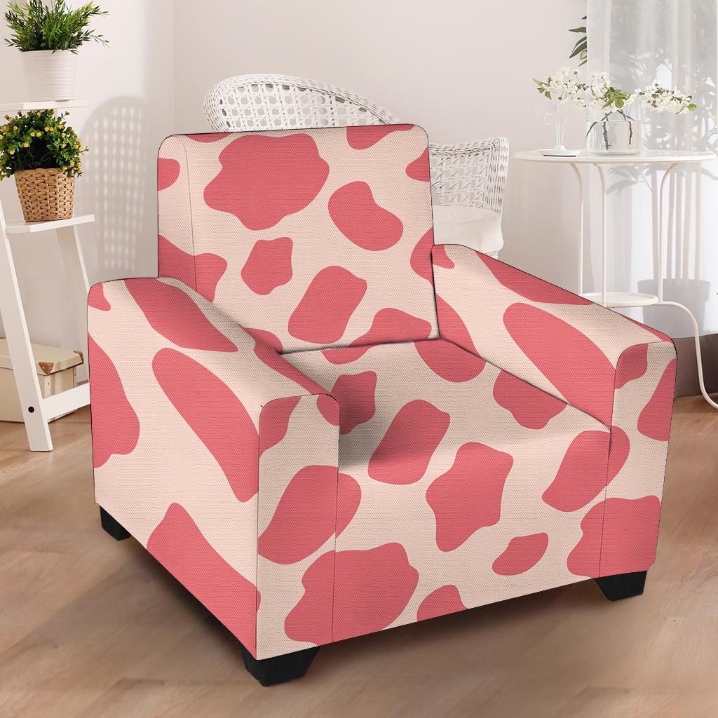 Light Pink Cow Print Armchair Cover-grizzshop