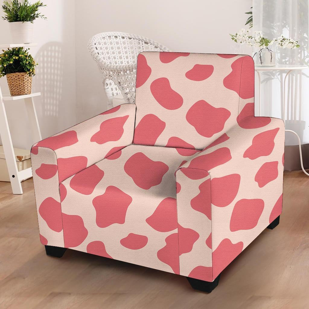 Light Pink Cow Print Armchair Cover-grizzshop