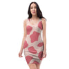 Light Pink Cow Print Bodycon Dress-grizzshop