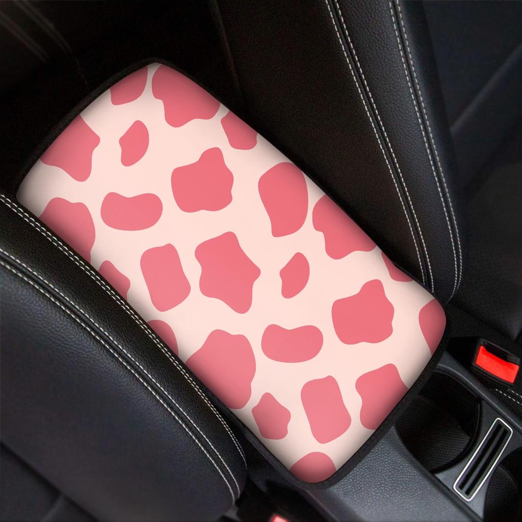 Light Pink Cow Print Car Console Cover-grizzshop