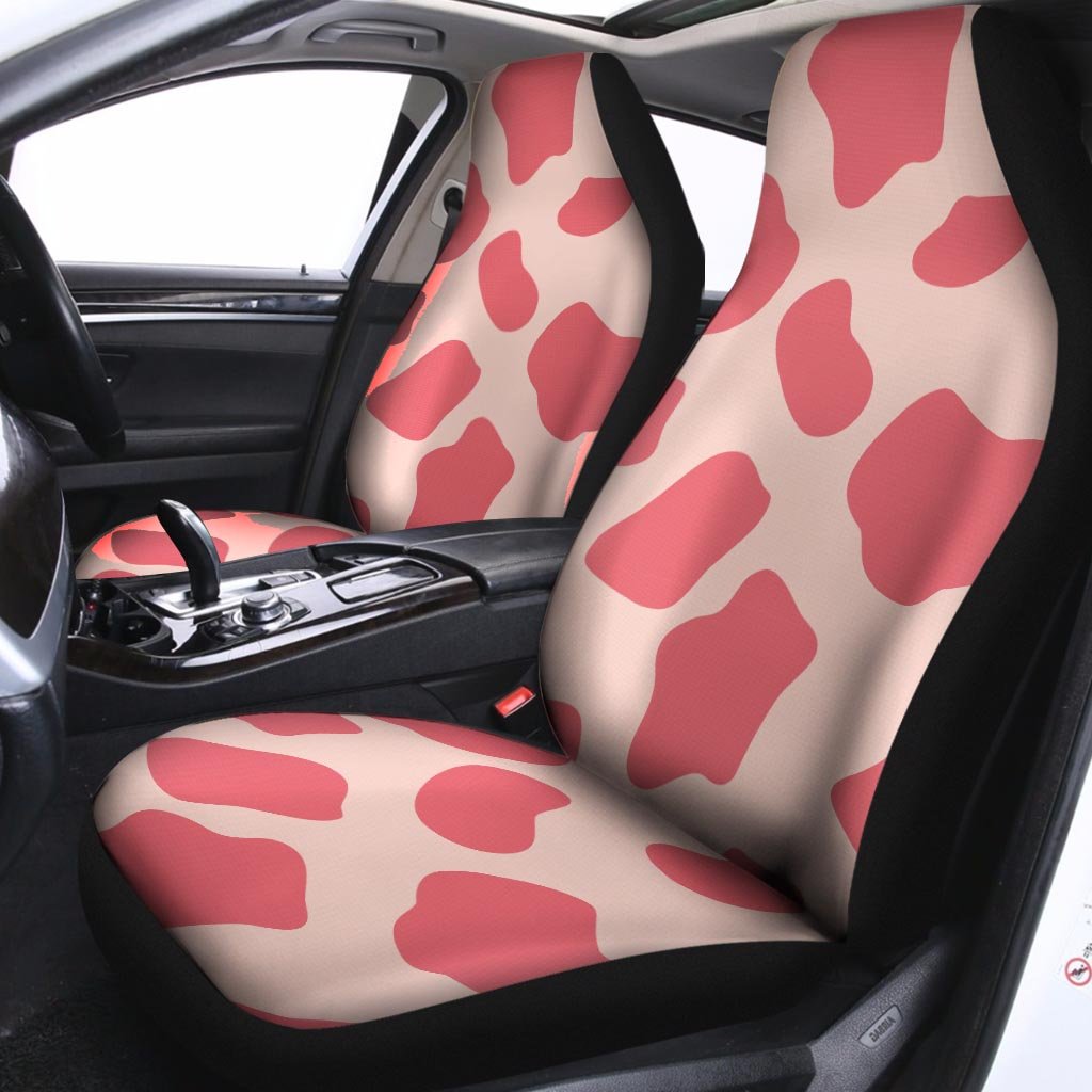 Light Pink Cow Print Car Seat Covers-grizzshop