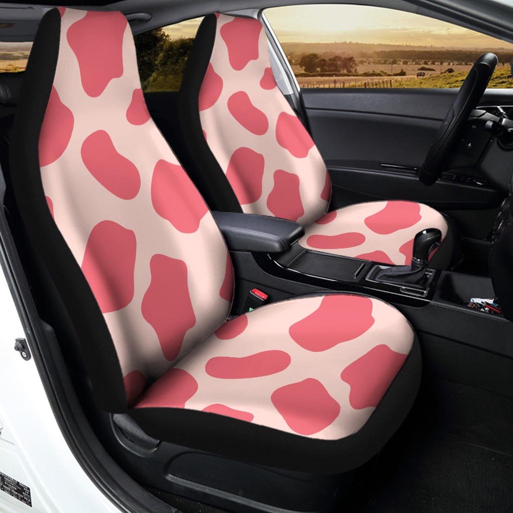 Light Pink Cow Print Car Seat Covers-grizzshop