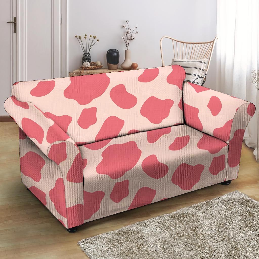 Light Pink Cow Print Loveseat Cover-grizzshop