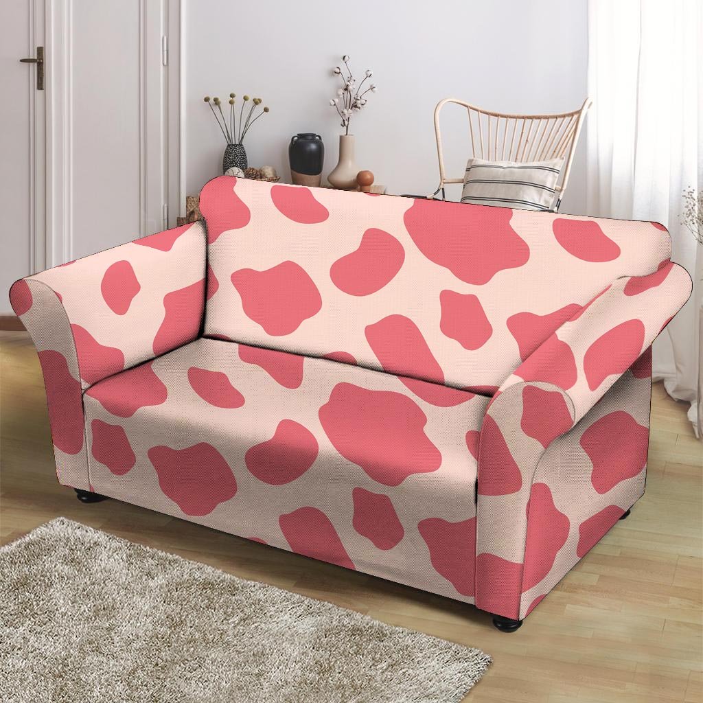 Light Pink Cow Print Loveseat Cover-grizzshop