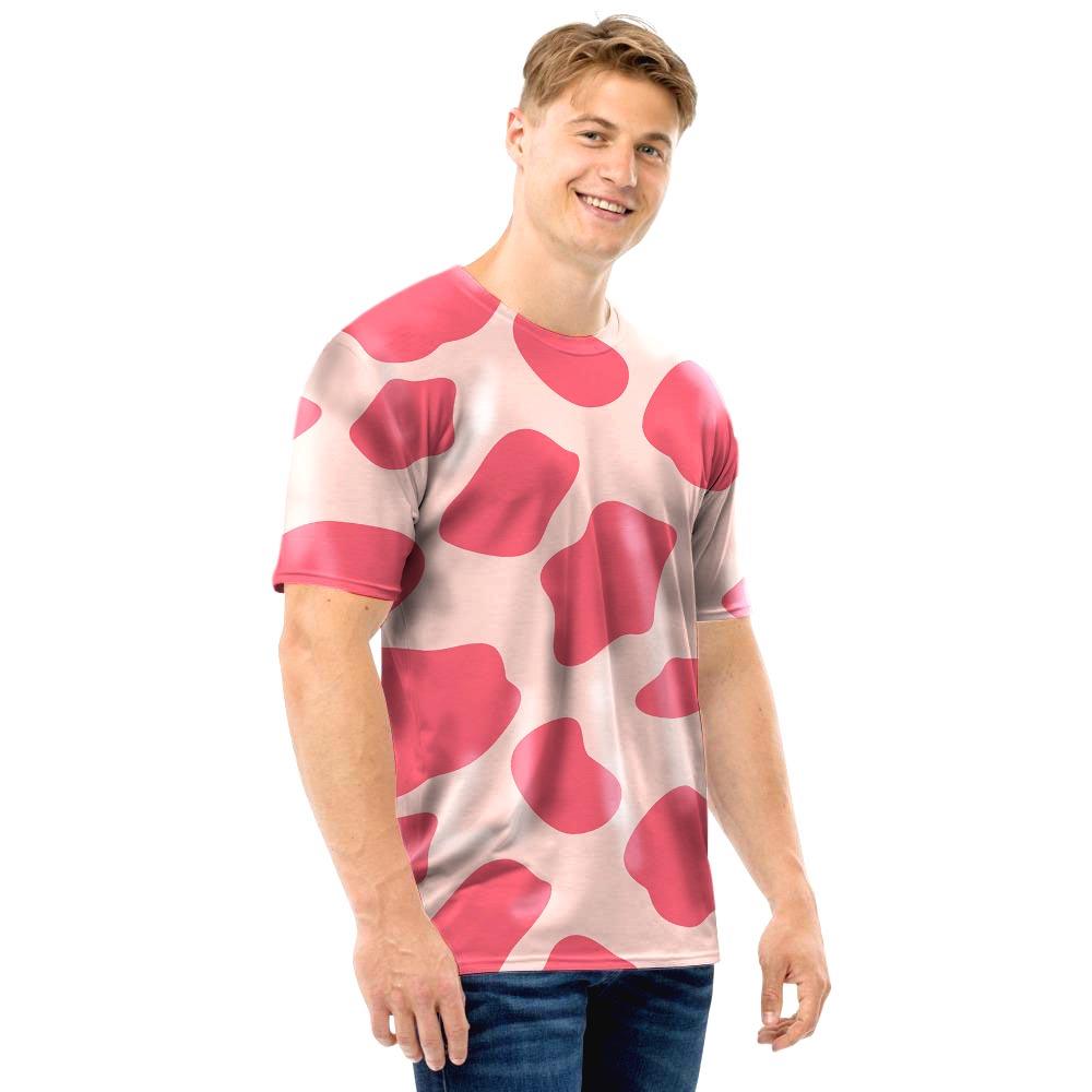 Light Pink Cow Print Men T Shirt-grizzshop