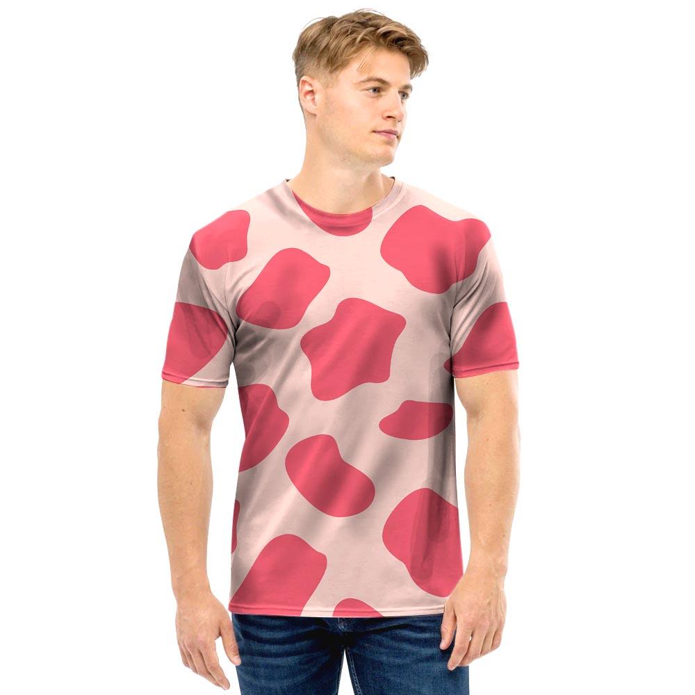 Light Pink Cow Print Men T Shirt-grizzshop