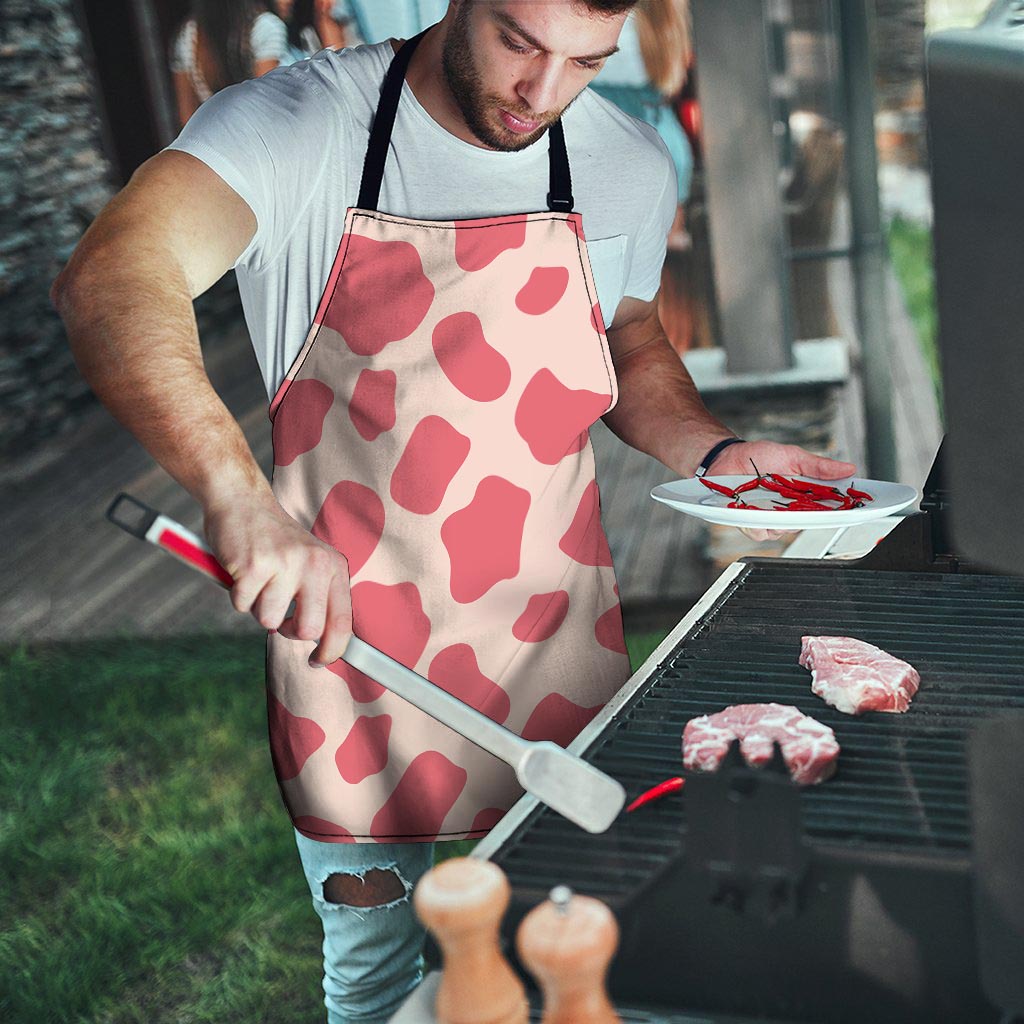 Light Pink Cow Print Men's Apron-grizzshop