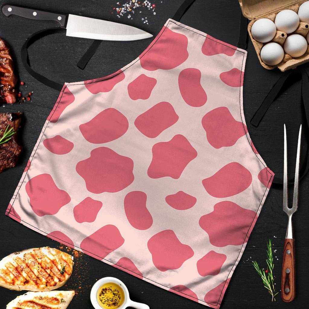 Light Pink Cow Print Men's Apron-grizzshop