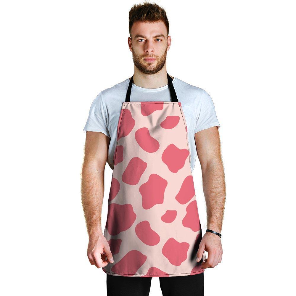 Light Pink Cow Print Men's Apron-grizzshop