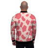 Light Pink Cow Print Men's Bomber Jacket-grizzshop