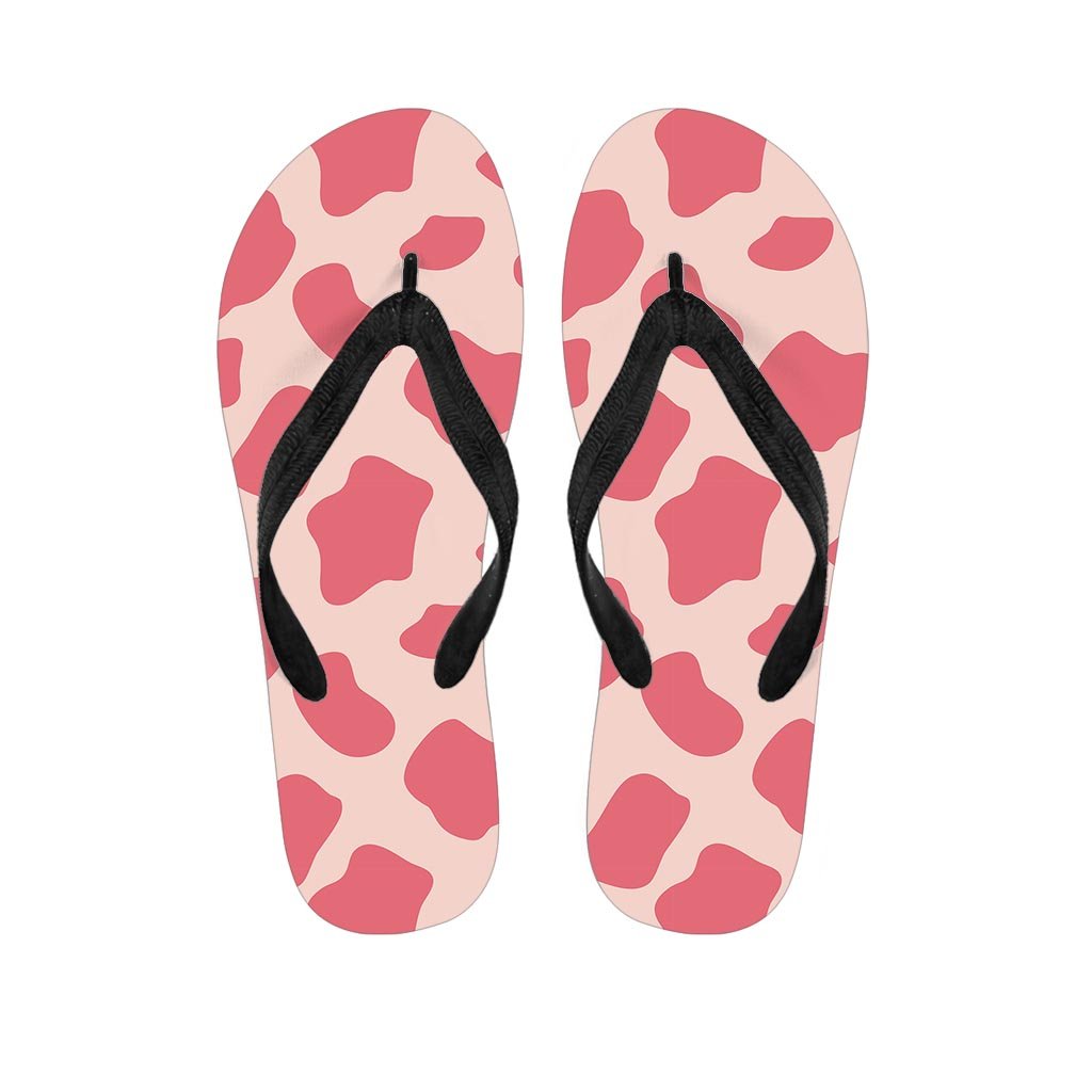 Light Pink Cow Print Men's Flip Flops-grizzshop